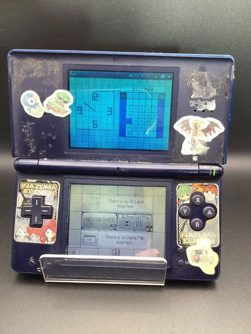 Nintendo DS Lite Dark Blue USG-001 Fully Functional Stickered New Battery AS-IS!